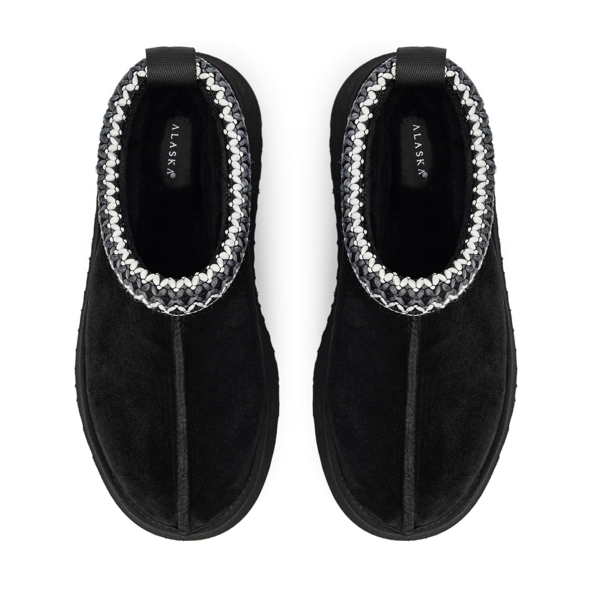 Black Alaska Shearling Slippers in boot style by Alaska® Outerwear Company, featuring cozy shearling lining and durable exterior.