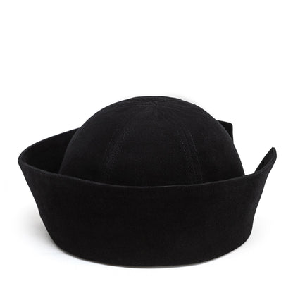 Sailor Cotton Folded Brim Hat in Black