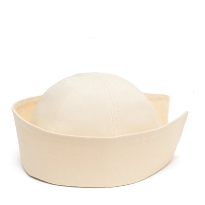 Sailor Cotton Folded Brim Hat in Ivory
