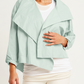 Nylon Cropped Asymmetrical Jacket - Mint