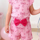 Children's Bowknot Ruffle Sleeve Top and Shorts Set - Farnelli