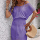 Openwork V-Neck Short Sleeve Cover-Up Dress - Farnelli