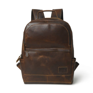 Classy Leather Bags MaheTri Cambridge unisex buffalo leather backpack with multiple compartments and adjustable straps.