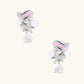 Coastal earrings with enamel cowrie shell, white pearls, starfish charm, and teardrop crystal on silver-toned metal
