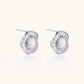 14K gold-plated stud earrings with freshwater pearl center surrounded by baguette-cut crystal halo in sunburst design