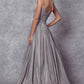 Juliet 206 Long A-Line Glitter Gown Side Pockets