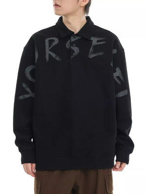 Men's Plus Size Letter Print Polo Collar Sweatshirt - Farnelli