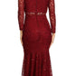 CLEARANCE - Eureka 2095 Long Sleeve Lace Dress Mock 2-Piece High Neck (Size Small)