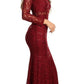 CLEARANCE - Eureka 2095 Long Sleeve Lace Dress Mock 2-Piece High Neck (Size XL)