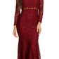 CLEARANCE - Eureka 2095 Long Sleeve Lace Dress Mock 2-Piece High Neck (Size Medium)