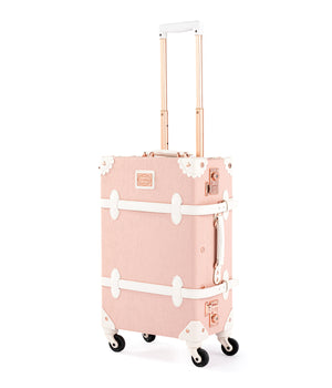Botanica Medium Check-in Train Case from COTRUNKAGE luggage set with floral checkered pattern and sturdy handles.
