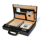 Black leather office suitcase briefcase by Classy Leather Bags with sturdy handles and multiple compartments for professional use.