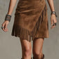 Fringe Suede Mini Skirt - Farnelli