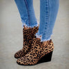High Heel Ankle Boots with Side Zip - Leopard