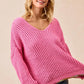 BiBi V-Neck Sweater with Colorful Trim - Farnelli