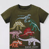 Children's Dinosaur Skeleton Round Neck T-Shirt - Army Green