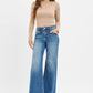 RISEN High Rise Wide Leg Jenas with Front Yoke and Heart Back Pocket - Farnelli