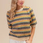 BiBi Multi Color Half Sleeve Sweater - Farnelli