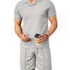 Men's Plus Size Short Sleeve Top and Shorts Set - Grey