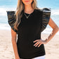 Macy Leather Ruffle Sleeve Blouse - Farnelli