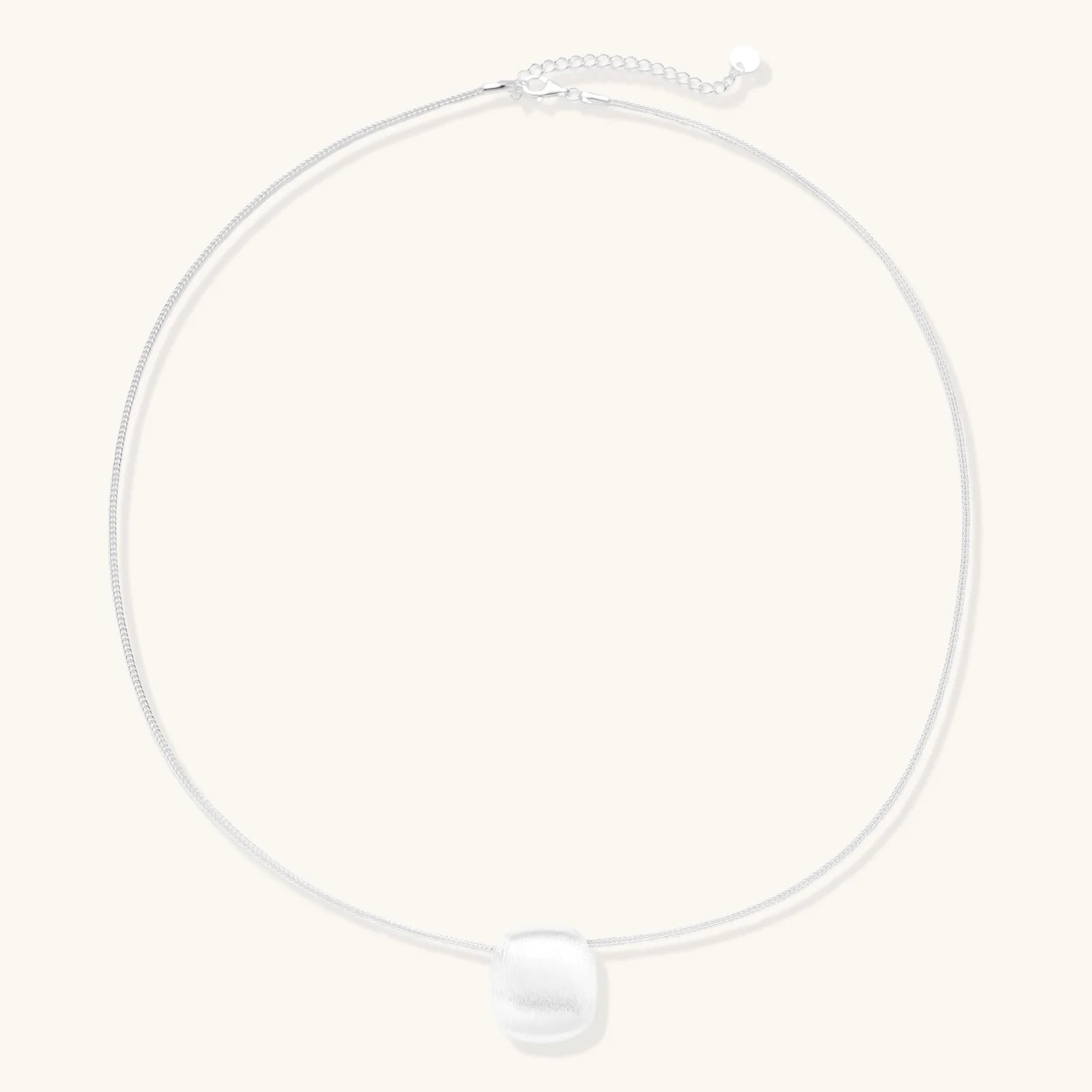 Brushed Silver Disc Necklace - Farnelli