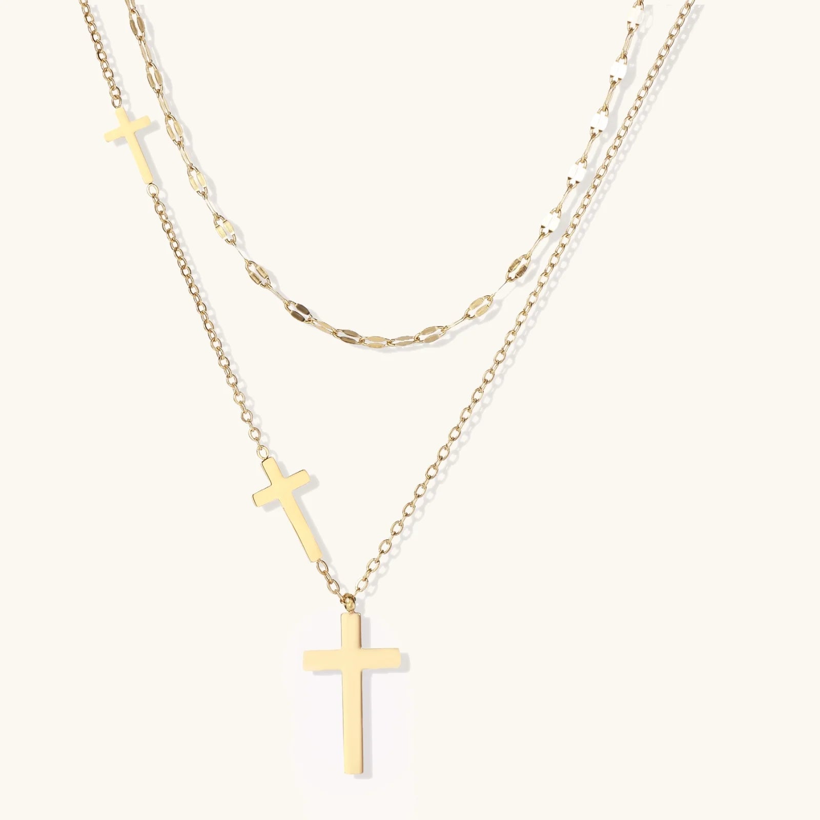 Divine Layers Cross Necklace Set - Farnelli