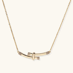 Bamboo Crystal Arc Necklace - Farnelli