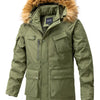 Men's Plus Size Fur Hooded Winter Parka Coat - Green