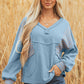 Madison Exposed Seam Waffle Baggy Pullover - Farnelli