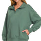 Zenana Scuba Quarter-Zip Sweatshirt - Farnelli