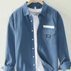 Men's Plus Size Button Up Long Sleeve Shirt - Dark Blue