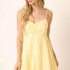 Mittoshop Ruched Detail Spaghetti Tie Mini Dress - YELLOW