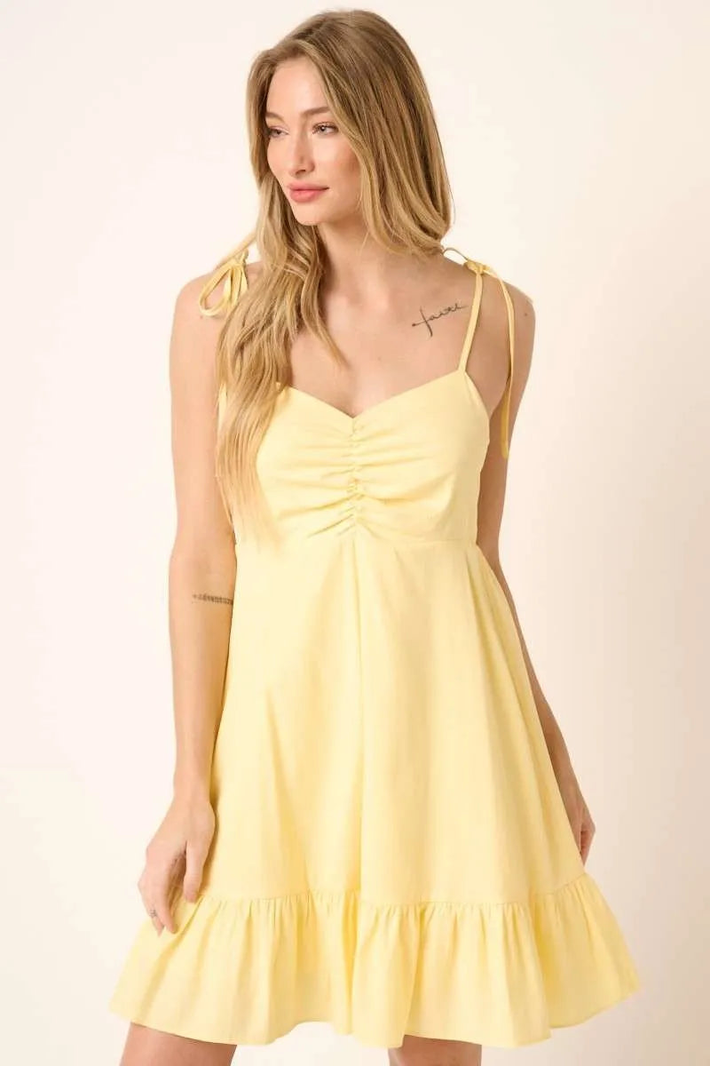 Mittoshop Ruched Detail Spaghetti Tie Mini Dress - Farnelli
