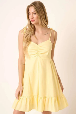 Mittoshop Ruched Detail Spaghetti Tie Mini Dress - Farnelli