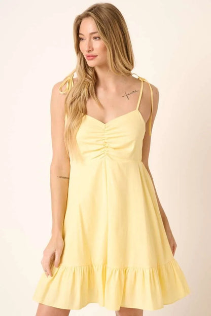 Mittoshop Ruched Detail Spaghetti Tie Mini Dress - Farnelli