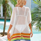 Slit Openwork V-Neck Half Sleeve Cover-Up - Farnelli