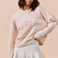 SO ME Embroidered Ribbon Round Neck Sweater - Farnelli