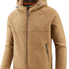 Men's Plus Size Zip Up Hooded Fleece Jacket - Khaki