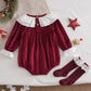 Children's Christmas Velvet Bodysuit and Socks Set - Farnelli