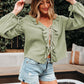 Natalia Bow Tie Front Ruffle Trim Long Sleeve Gauze Blouse - Farnelli