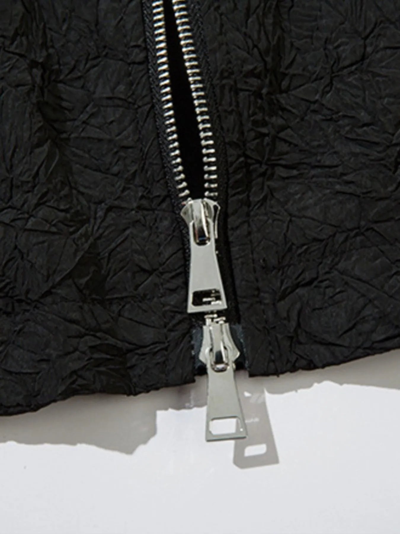 Textured Bomber Collared Neck Zip Up Jacket - Farnelli