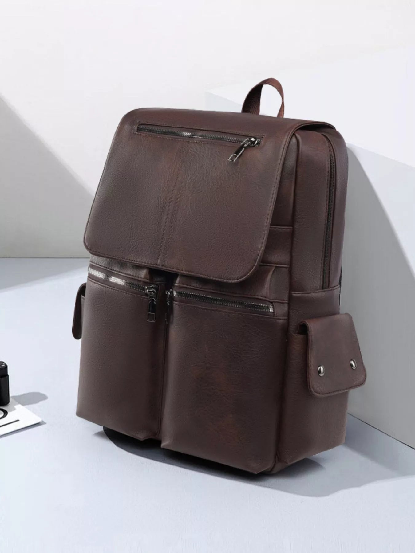 Leather Flapover Backpack Bag - Farnelli