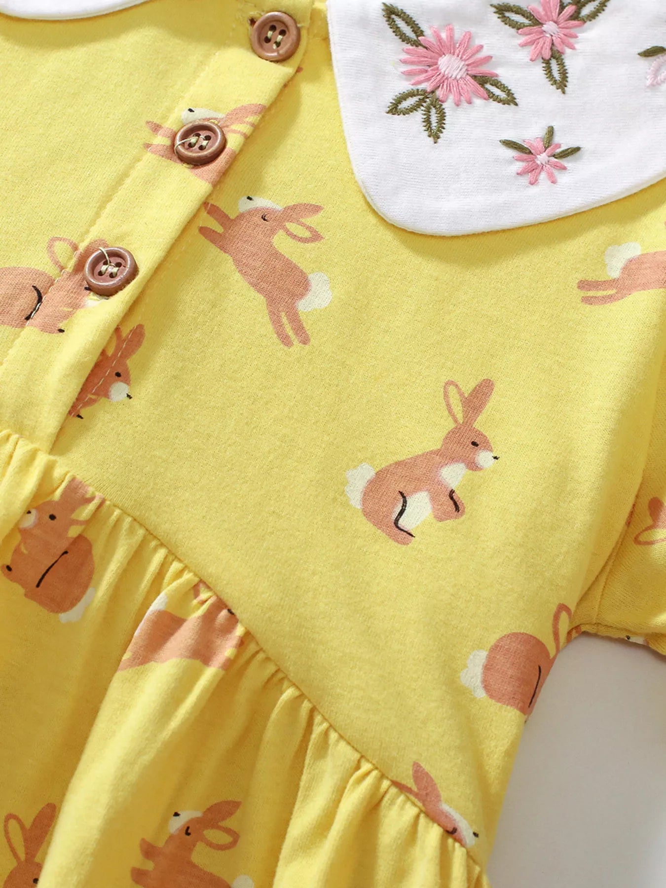 Children's Bunny Print Peter Pan Collar Dress - Farnelli