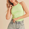 Aemi + Co Ribbed Tie-Dye Round Neck Tank - Light Green