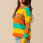 SO ME Multi Color Stripe Sweater with Ribbed Detail - Farnelli