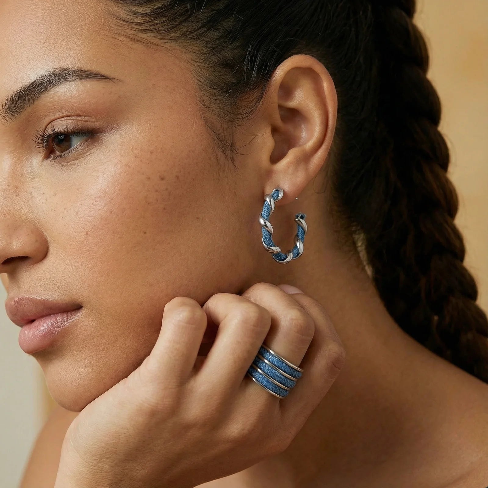 Denim Twist Hoops - Farnelli