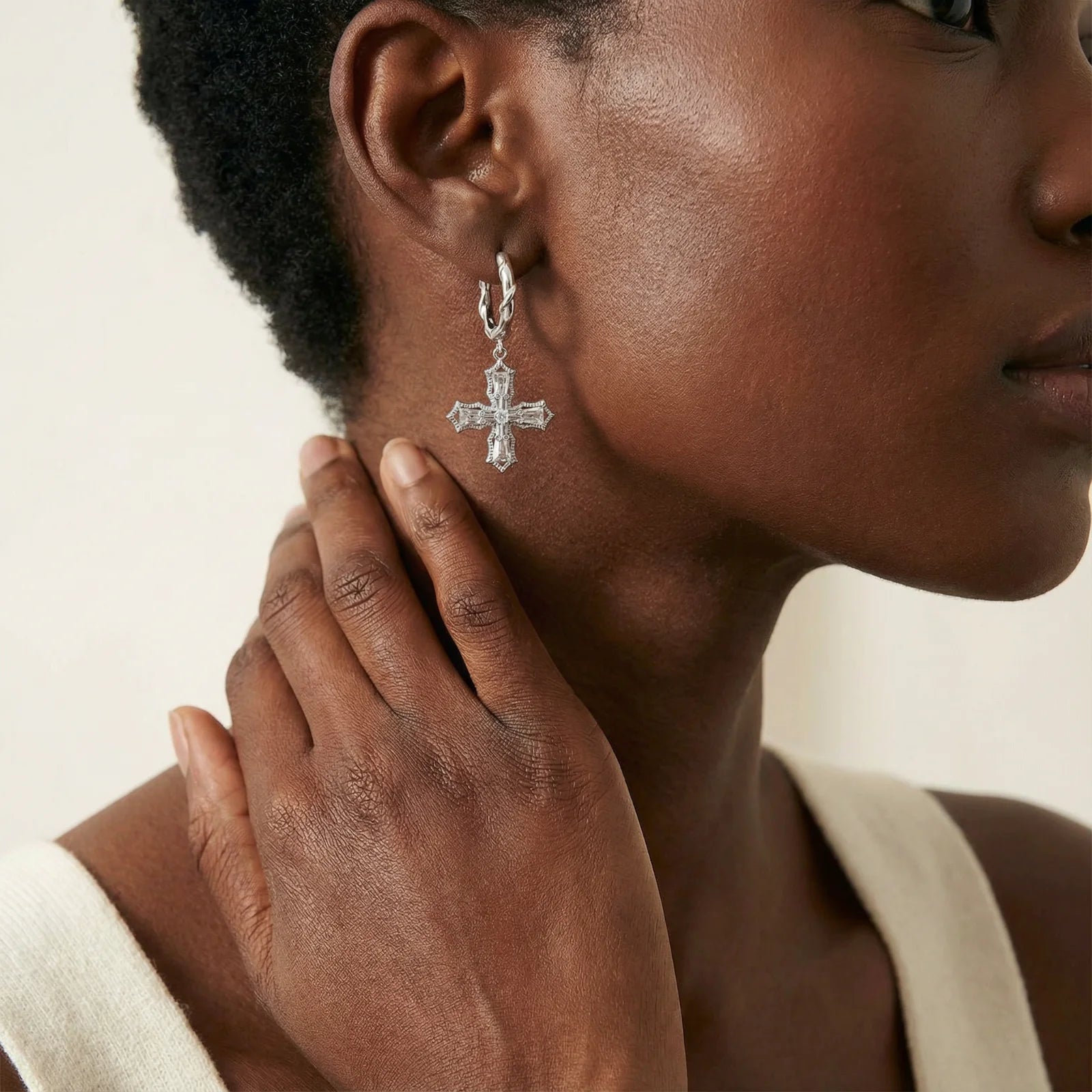 Divine Cross Drop Earrings - Farnelli