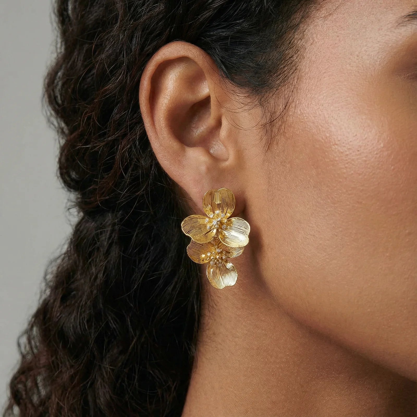 Golden Bloom Double Earrings - Farnelli