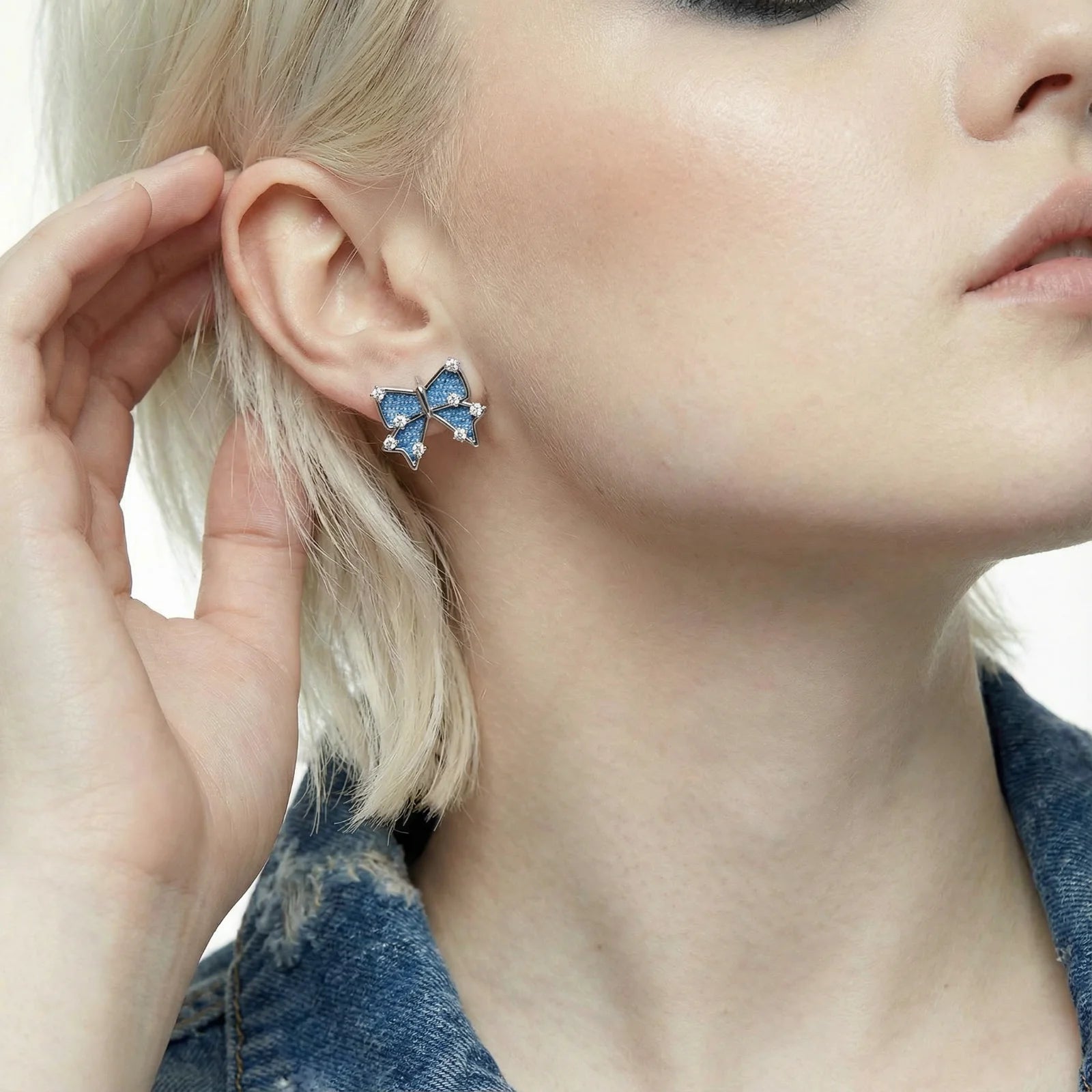 Denim Dreams Bow Earrings - Farnelli
