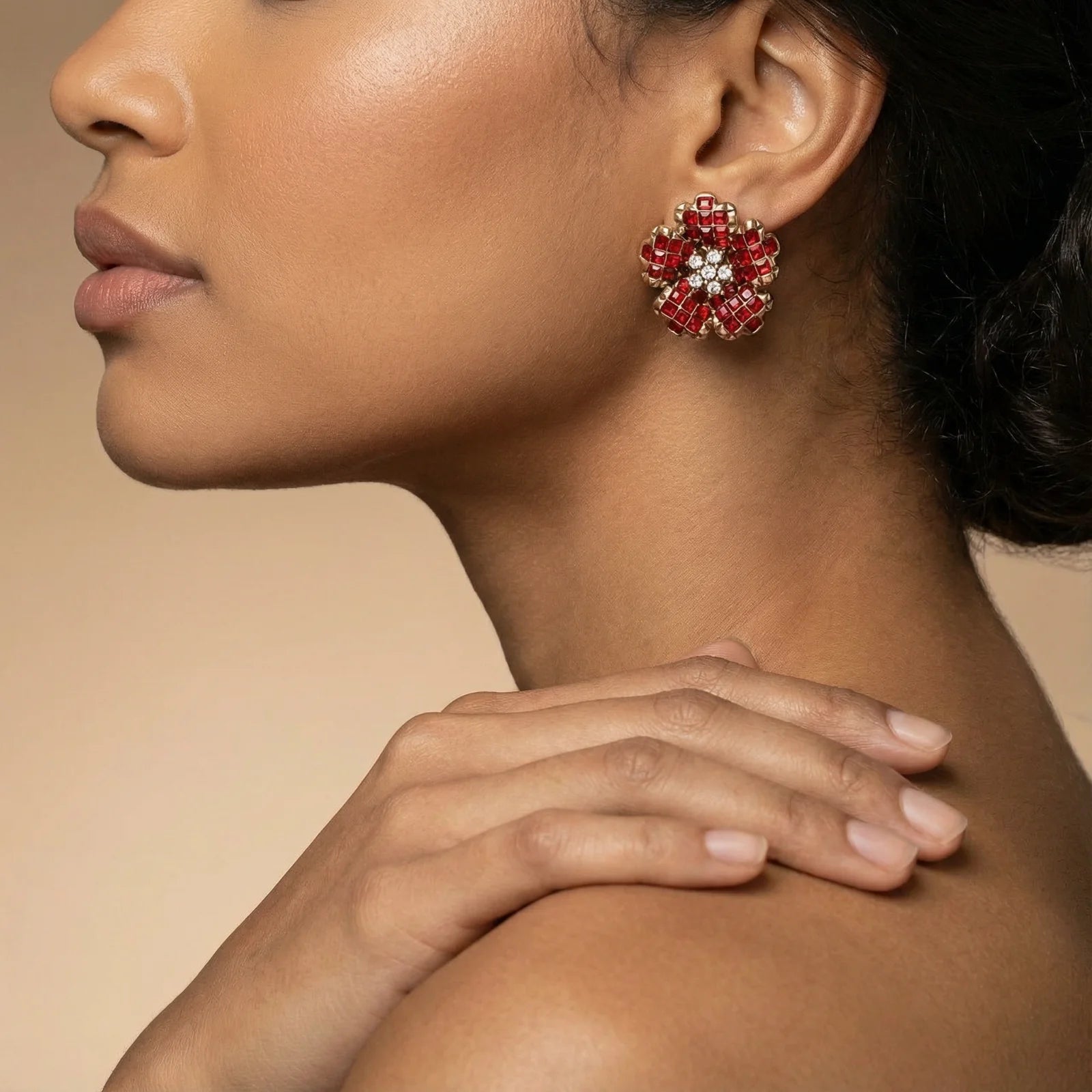 Ruby Bloom Stud Earrings - Farnelli
